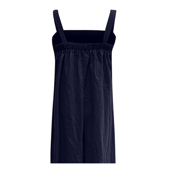 NEW Oversized Cotton Sleeveless Cotton Jumpsuit Adjustable Straps M Navy Blue - Picture 6 of 12